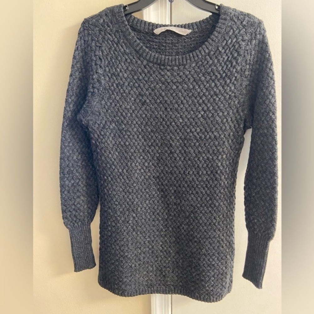 Athleta Charcoal weave Knit Crew Neck Sweater wool blend Small